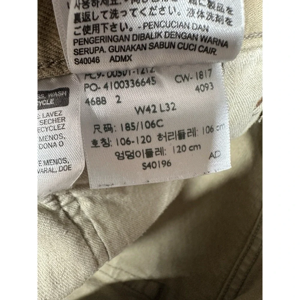 Levi's 501 Khaki Straight-Leg Men's Jeans W42 L32 Olive Tan Workwear Vintage